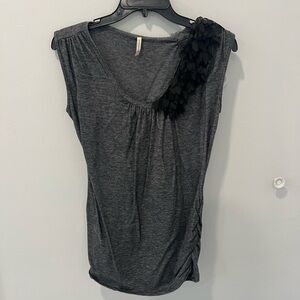 Olivia Moon Gray Sleeveless Ruched Blouse
